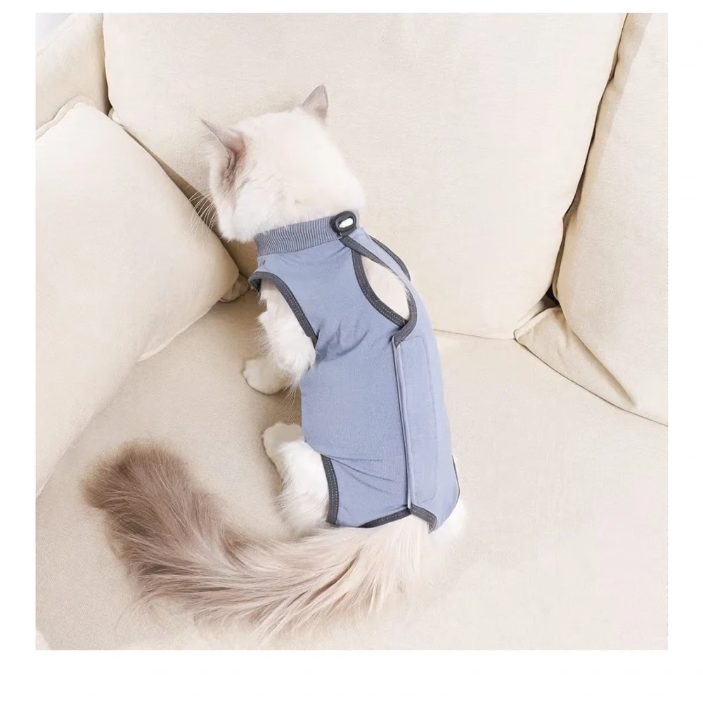 Cat Size Small- Gray-Blue Surgical Recovery Suit